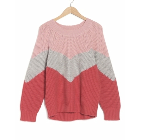 NWT Anthropologie Splendid Loveland Chevron Colorblock  chunky knit Sweater - Picture 4 of 12